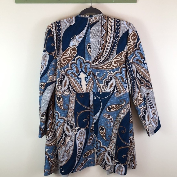 Chico’s Paisley Faux Suede Open Front Duster Jacket Size O/Small - Picture 5 of 9